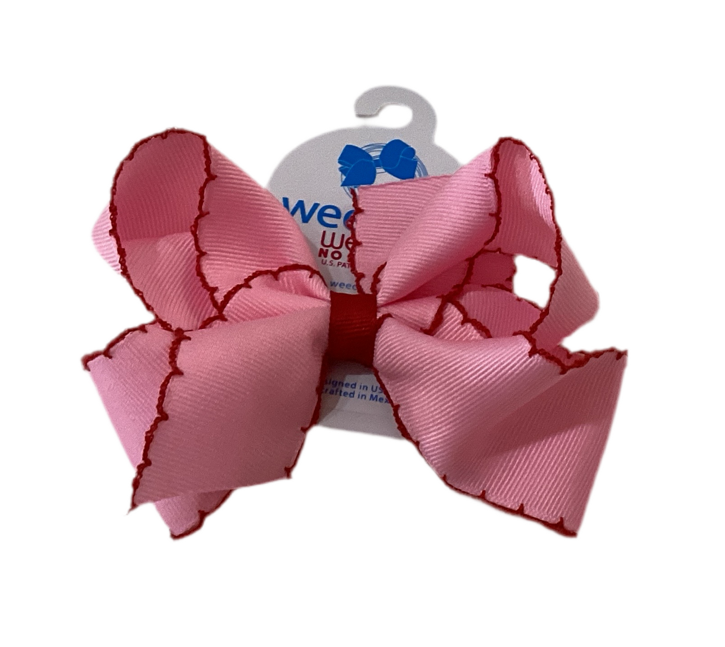 Pink Bow with Red Moonstitch