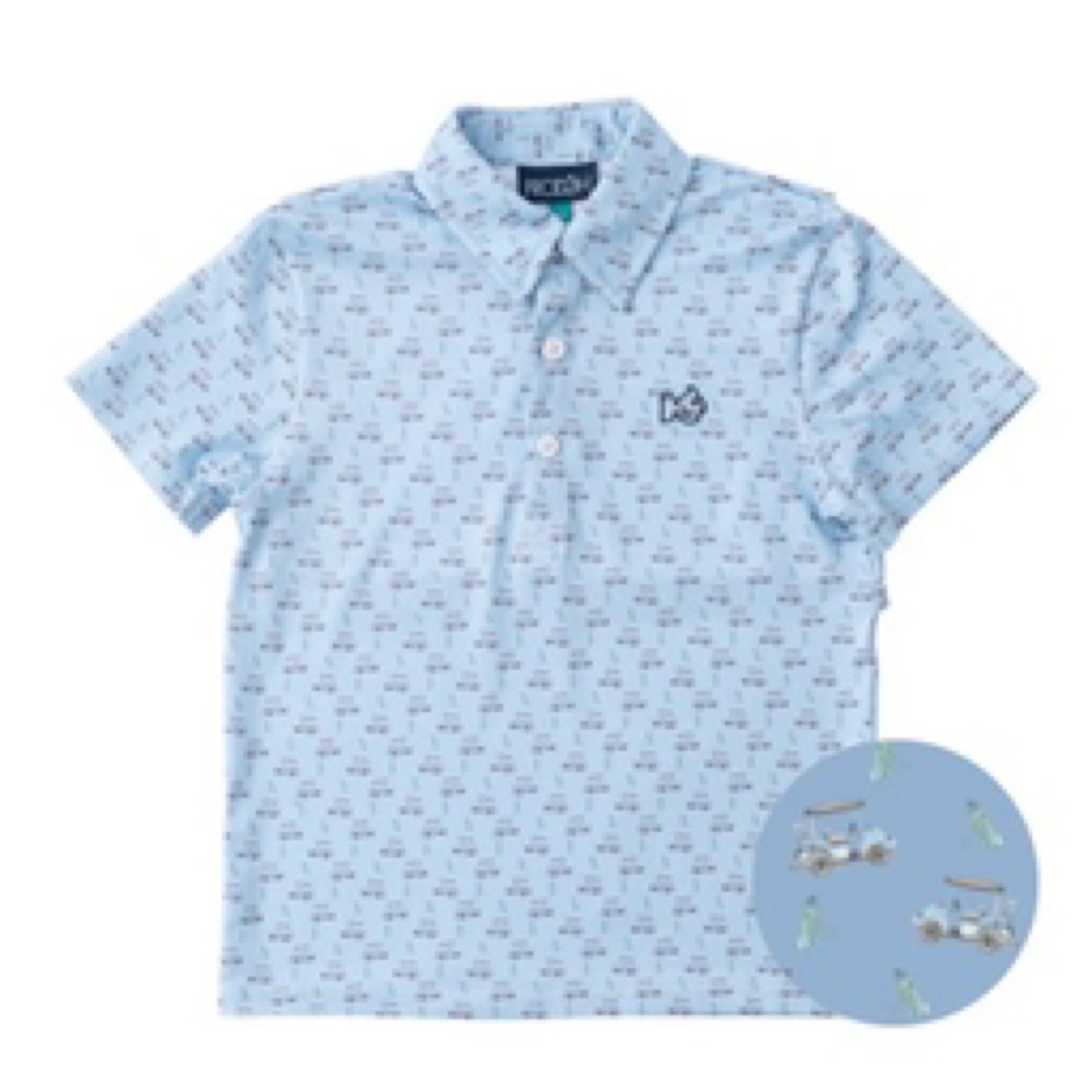 Golf Cart POWDER BLUE PERFORMANCE POLO