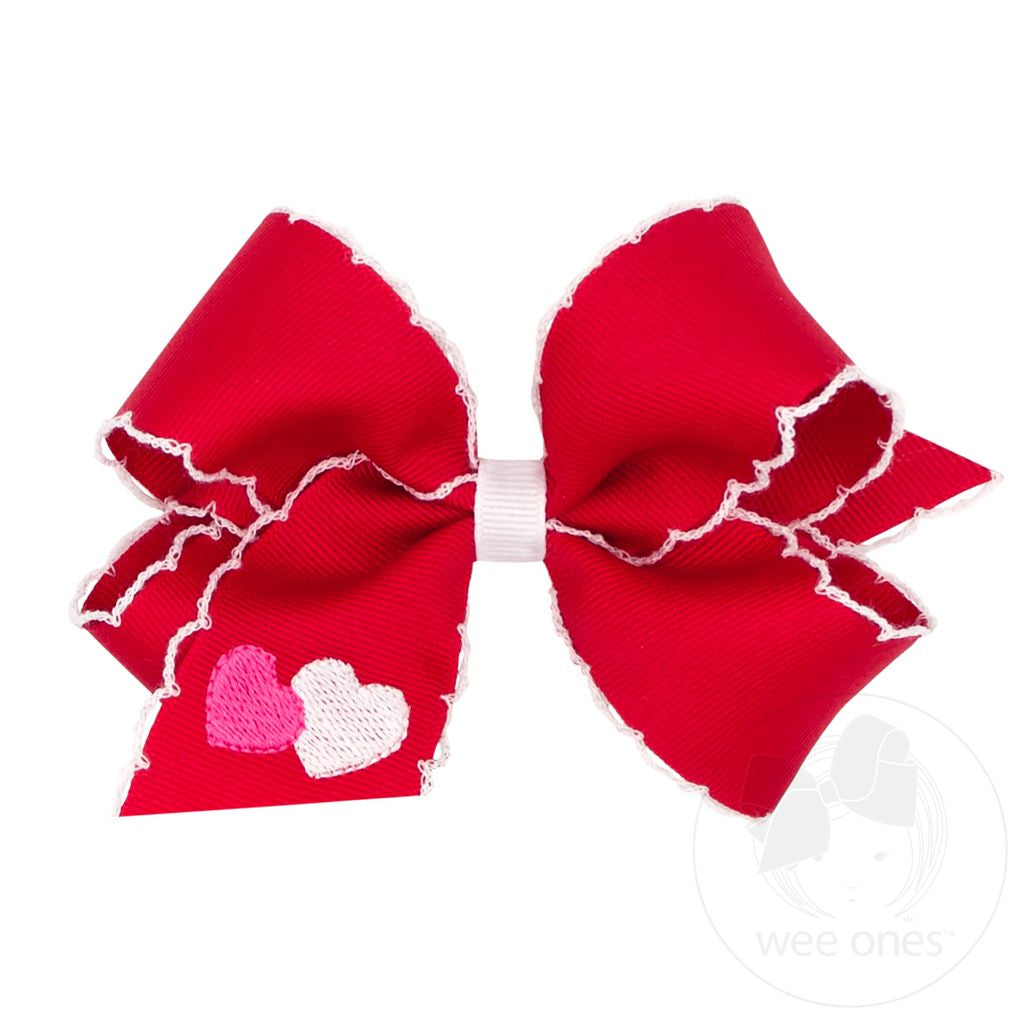 Medium Heart Embroidered Bow