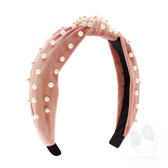 Mauve Velvet Pearl Headband