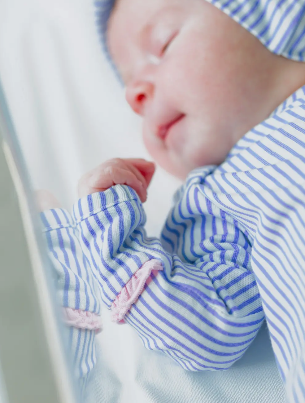 Pink Micro Stripe knotted sleep gown and hat set