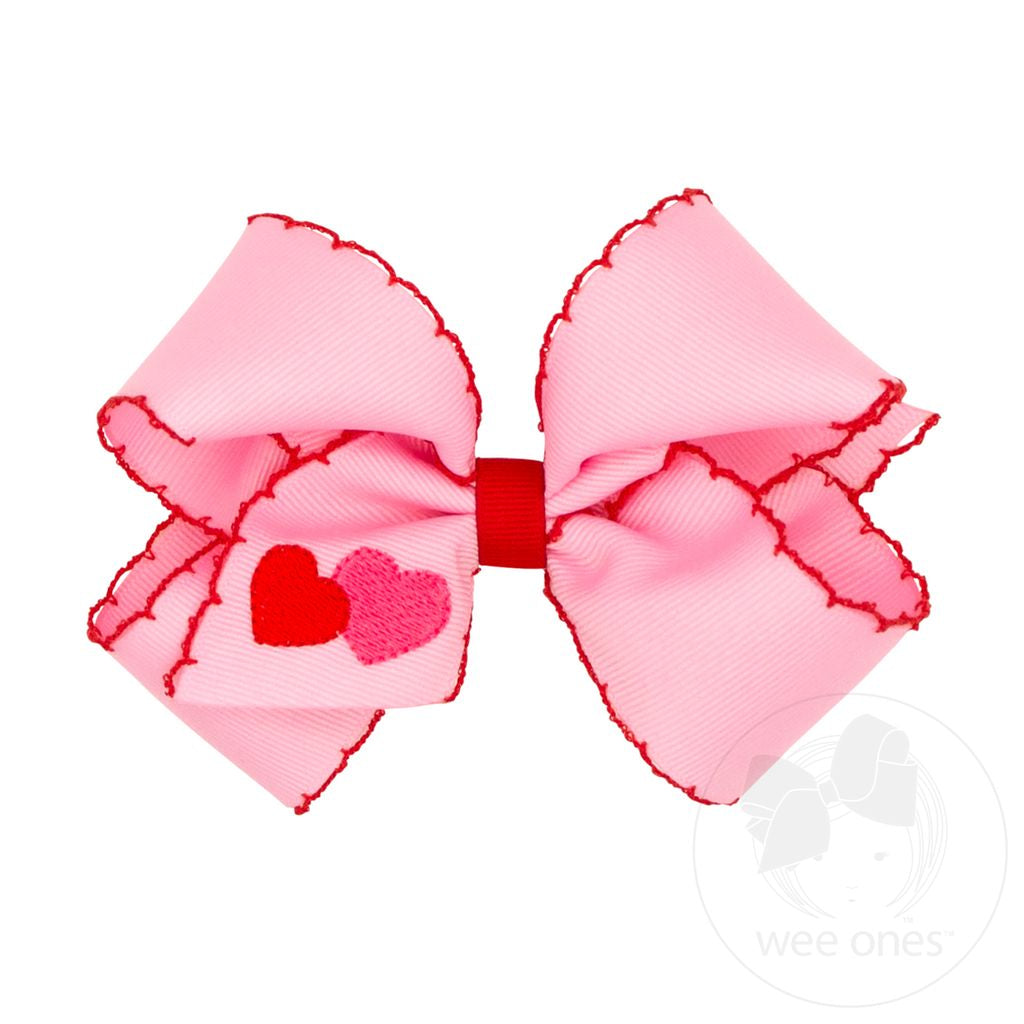 Medium Heart Embroidered Bow