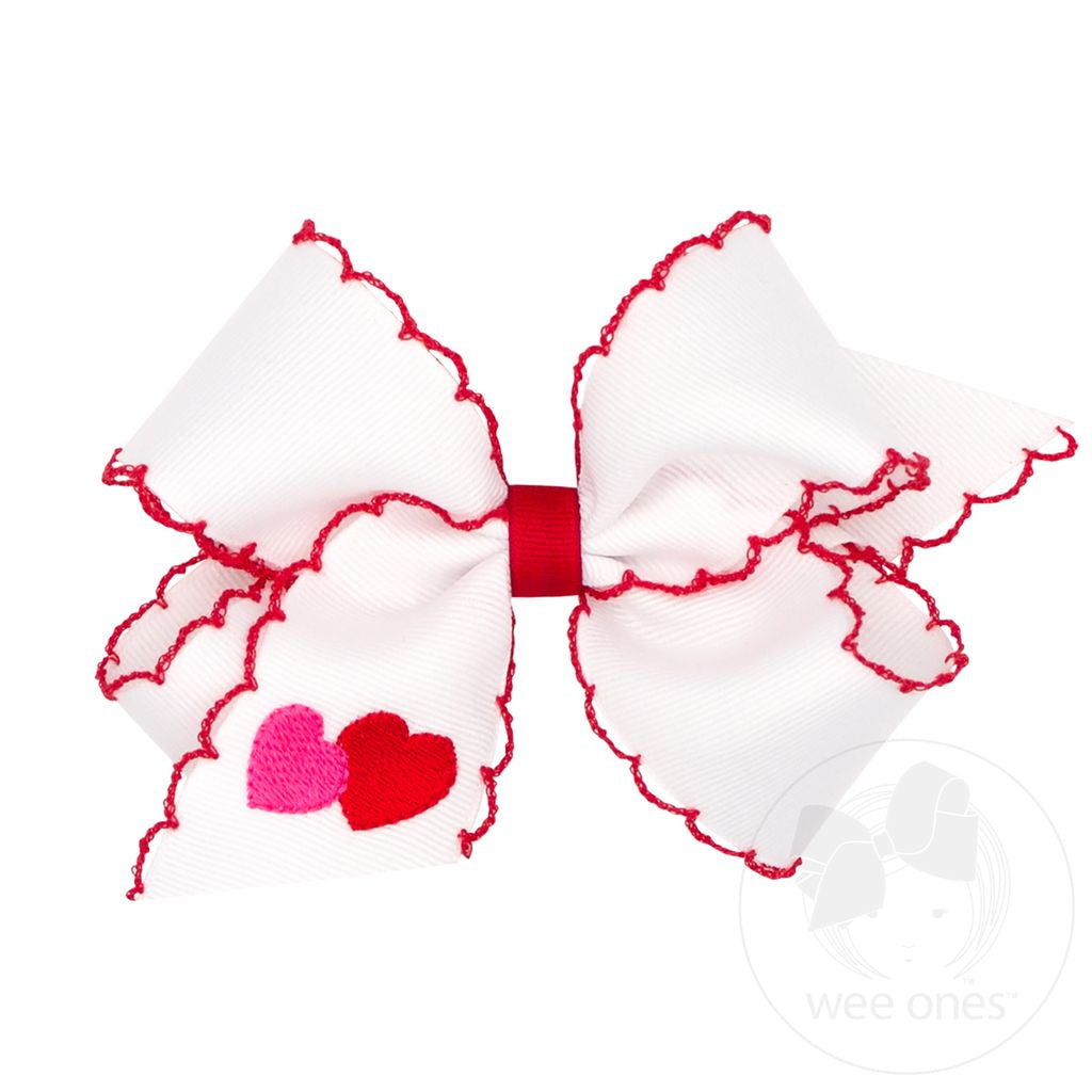 Medium Heart Embroidered Bow