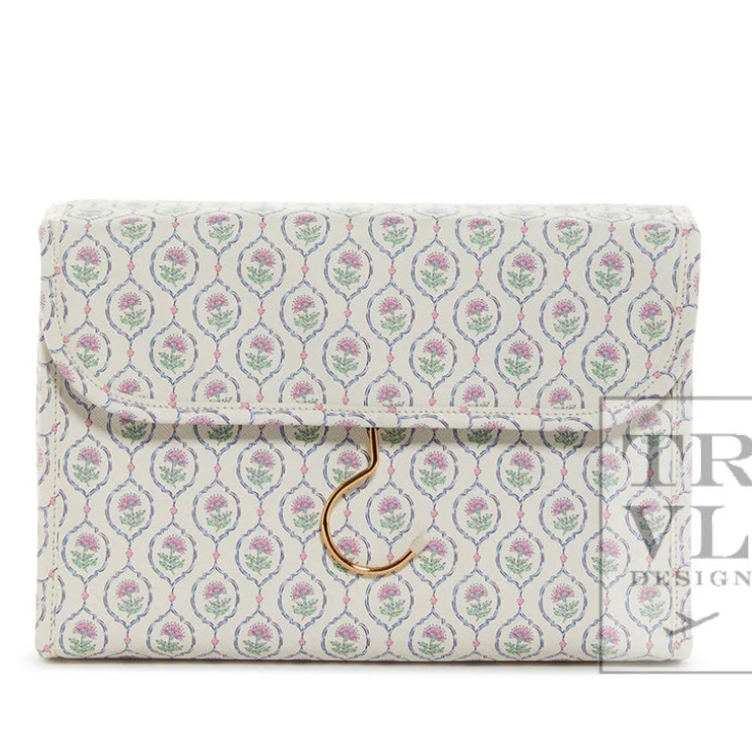 Hanging Toiletry Case - Hang It Up - Antibes with Navy Pinstripe Liner