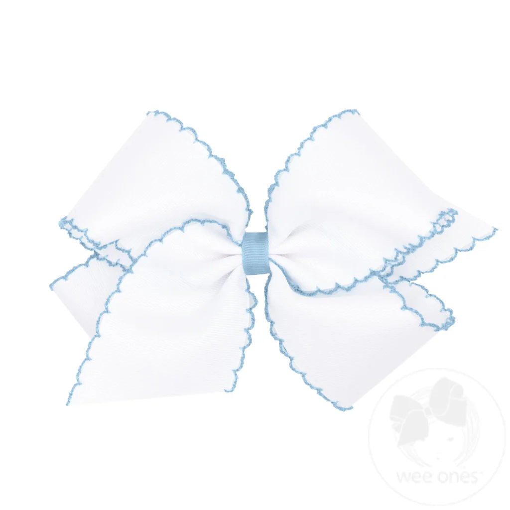 Millennial Blue King Moonstitch Hair Bow with Contrasting Wrap
