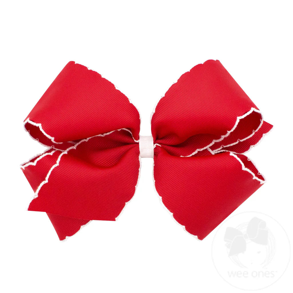 Red King Moonstitch Hair Bow with Contrasting Wrap