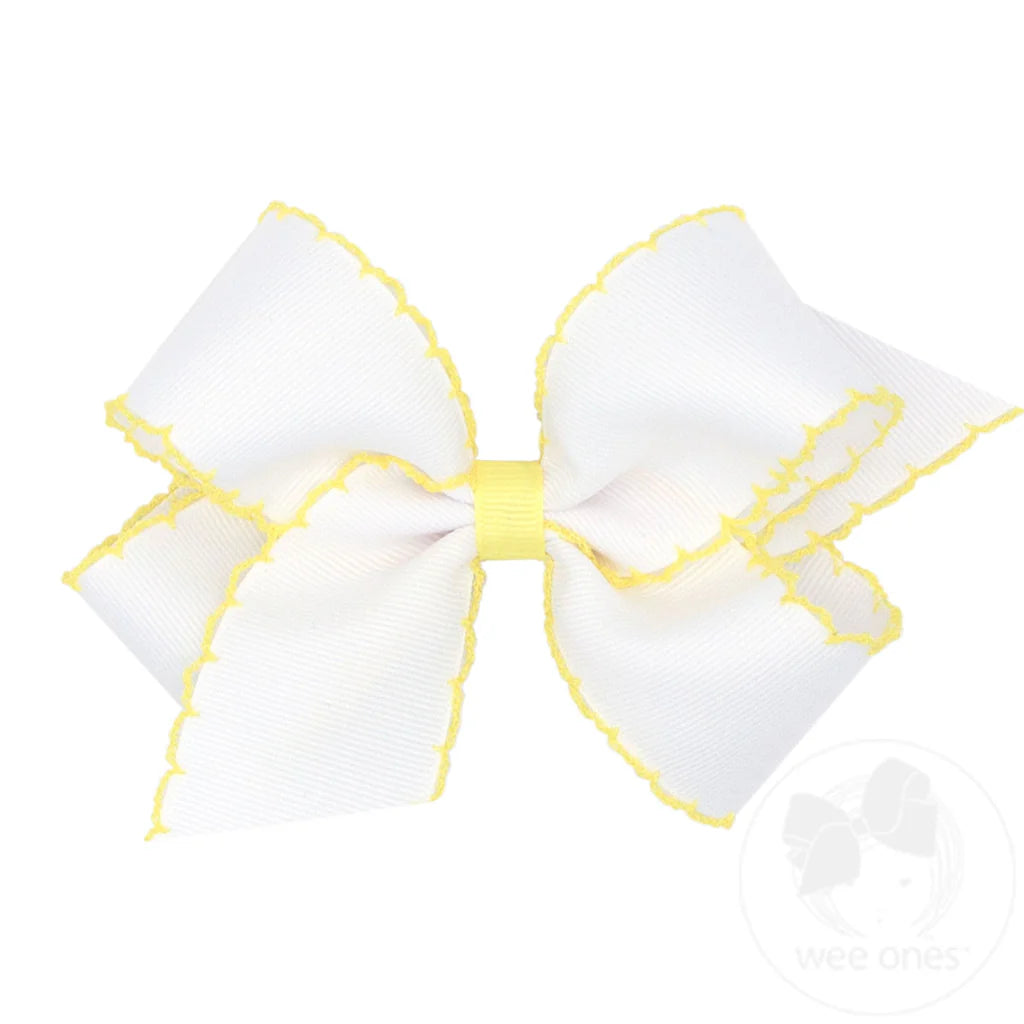 Yellow Medium Moonstitch Hair Bow with Contrasting Wrap