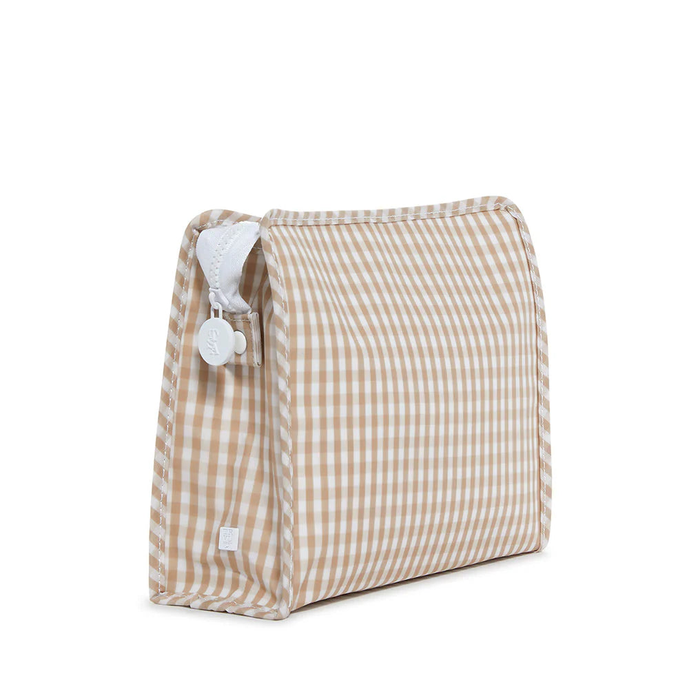 Roadie Large Zip Pouch | Gingham Khaki