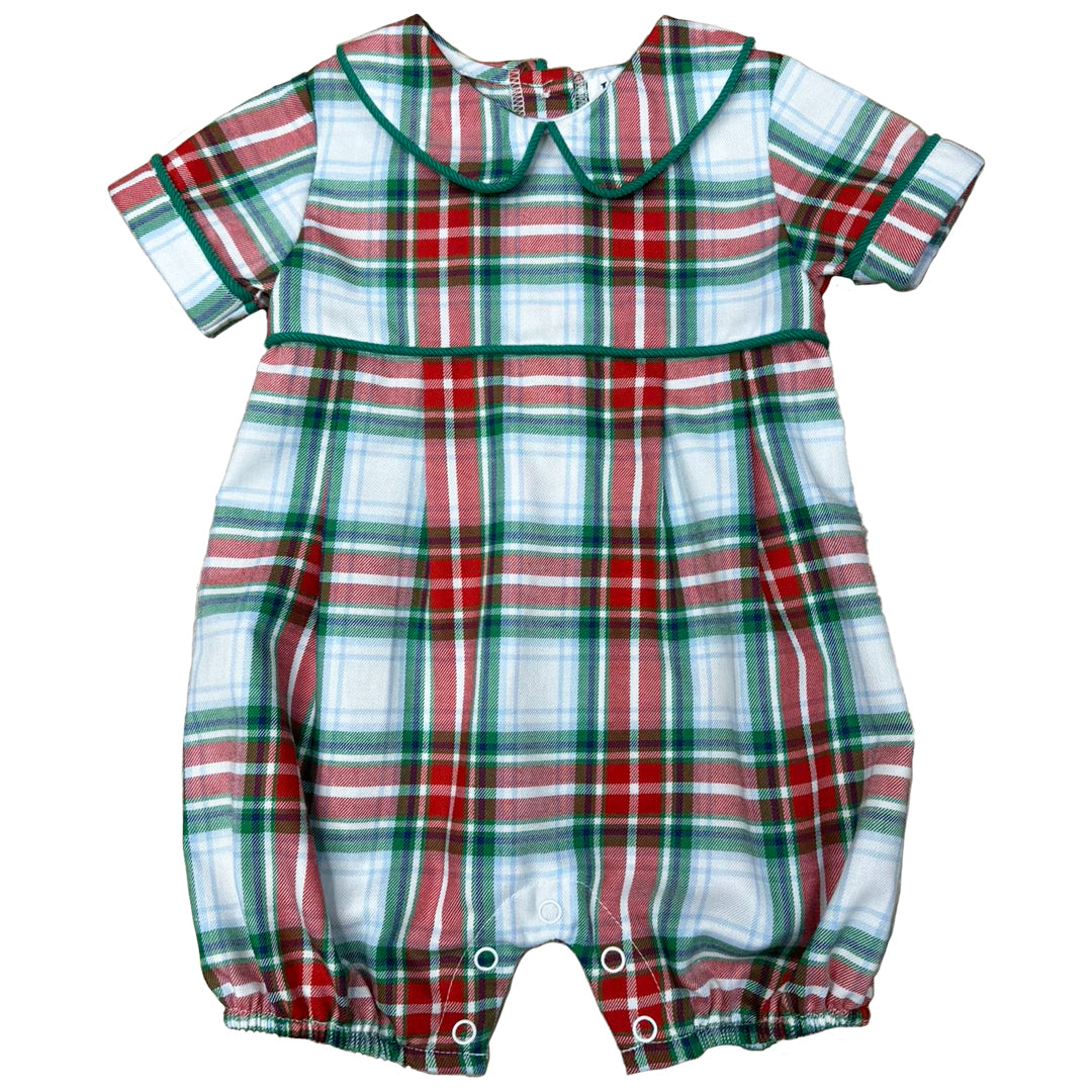Red and Green Plaid Boys Romper