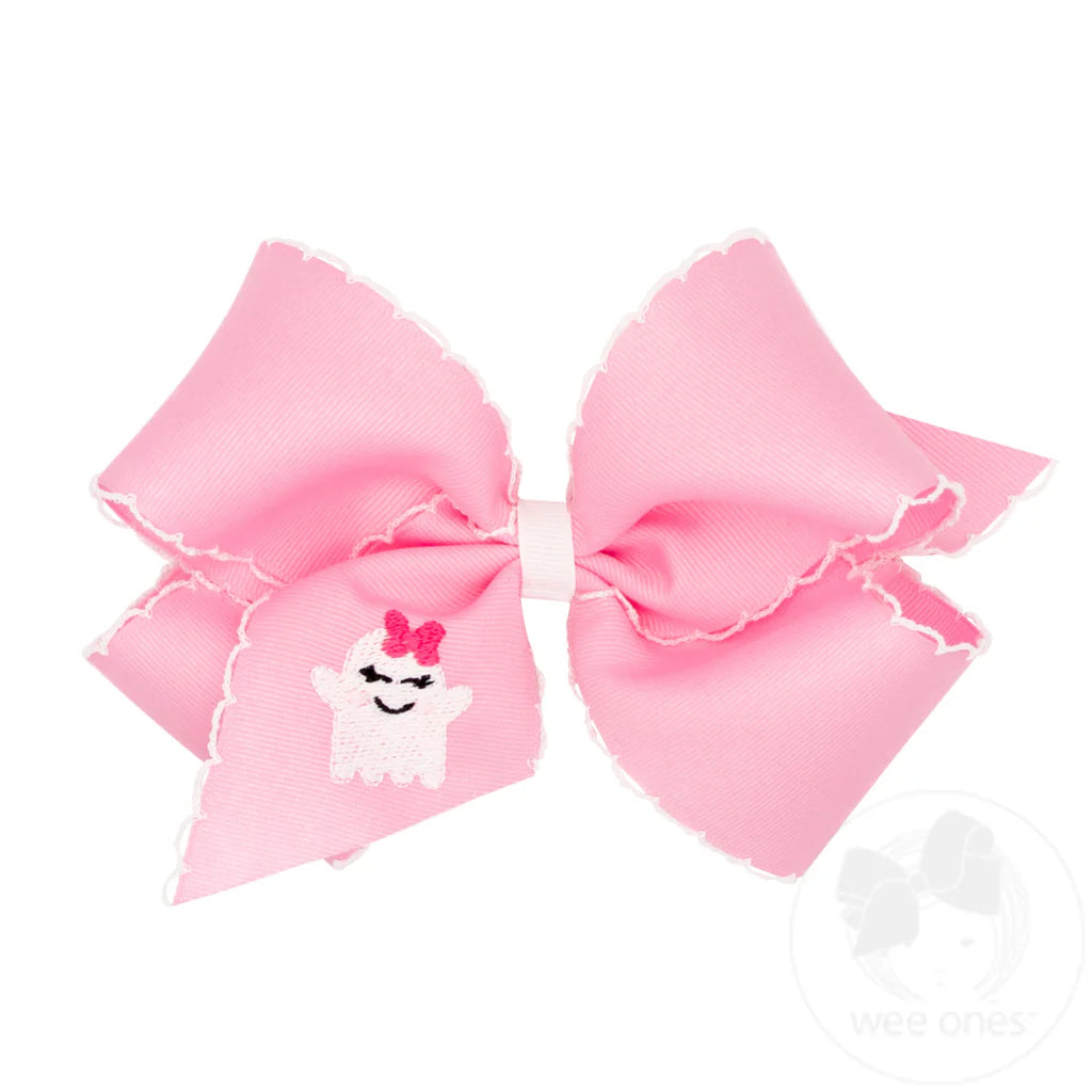 Medium Pink Ghost EMB Bow