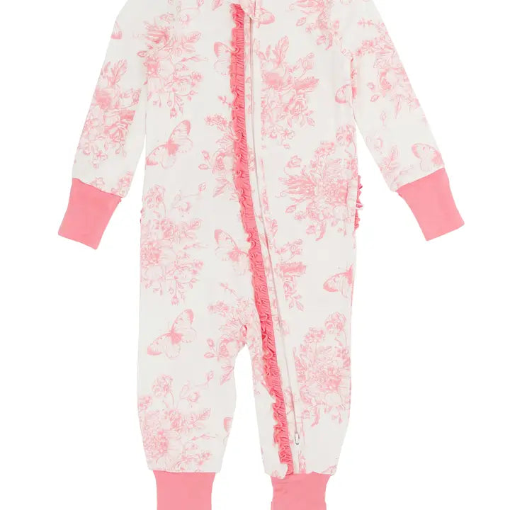 Pink Butterfly Zipper Pajamas