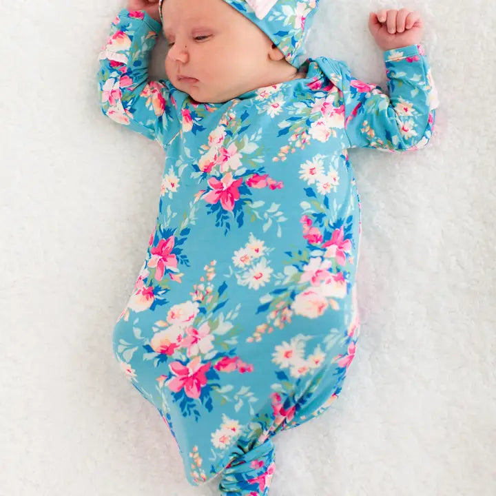 Fancy Me Floral Knotted Gown and Hat