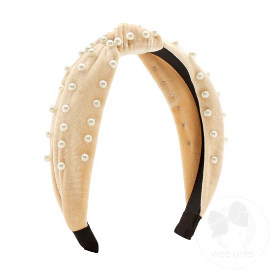 Nude Velvet Pearl Headband