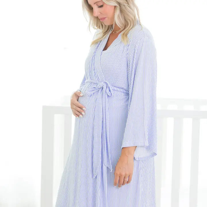 Blue Micro stripe Women’s Robe