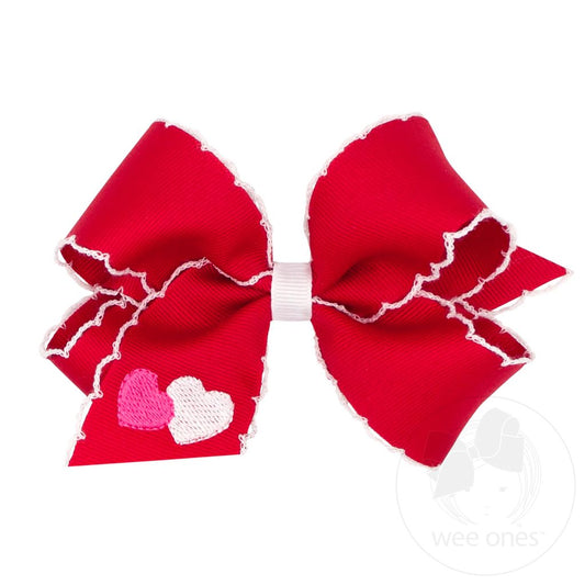 Medium Heart Embroidered Bow