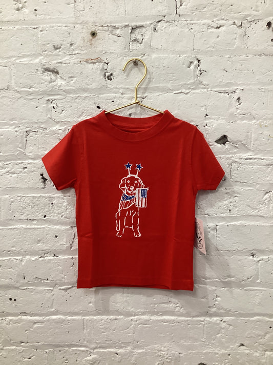 Red Patriotic Dog T-shirt