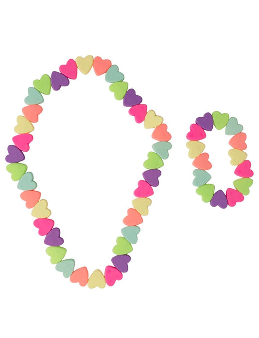 Sweet Tart Heart Necklace and Bracelet Set