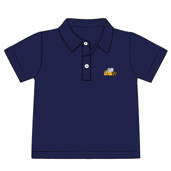 Navy French Knot Bumblebee Polo