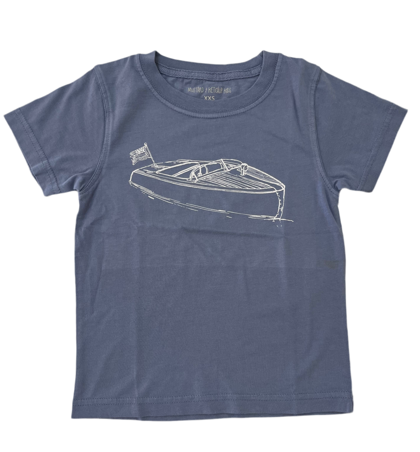 Denim Blue Wooden Boat