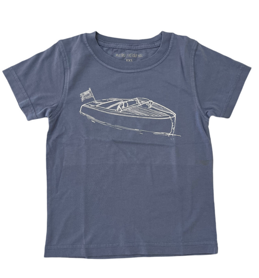 Denim Blue Wooden Boat