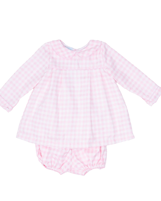 Pink Windowpane Diaper Set