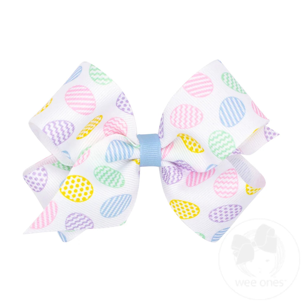Medium Hair Bow with Easter Egg Print