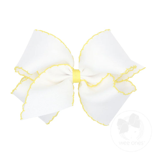 Yellow King Moonstitch Hair Bow with Contrasting Wrap