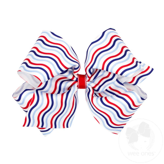 King Patriotic Print Bow