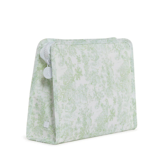 Roadie Large Zip Pouch | Bunny Toile Green