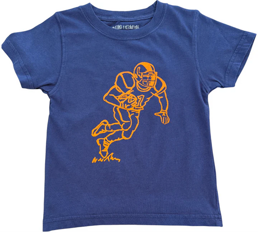 Navy/Orange Football Player Tee