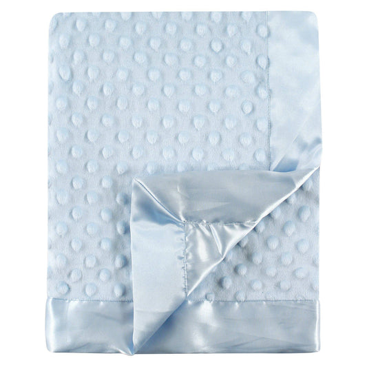 BLUE MINKY DOT BABY BLANKET