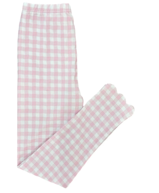 Basic Knit Leggings | Pink Gingham