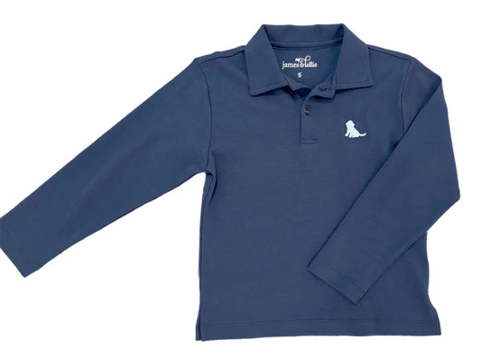 Navy Patton Long Sleeve Polo
