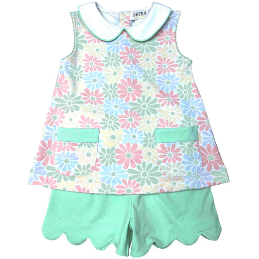 Retro Flower Girl’s Short Set