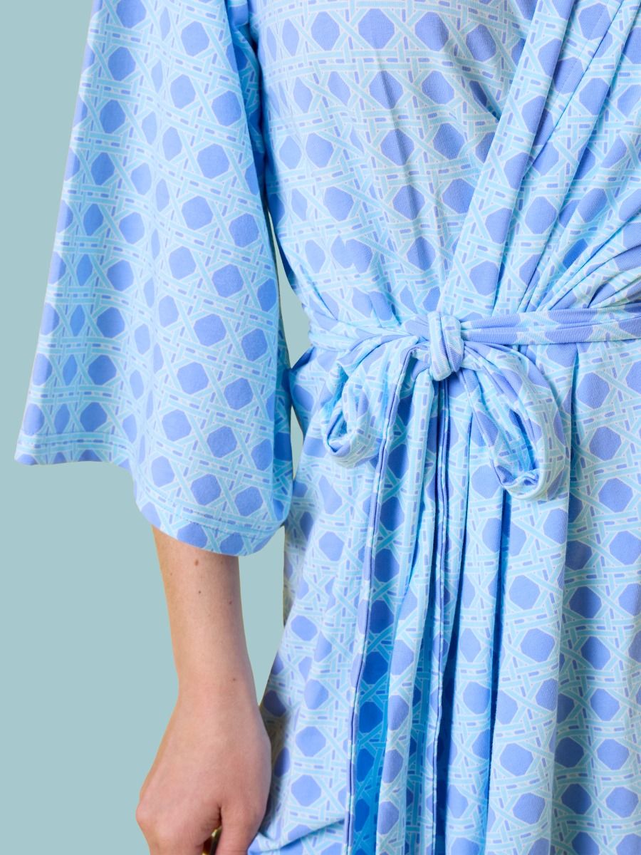 Periwinkle Blue Coastal Cane Mommy Maternity Robe