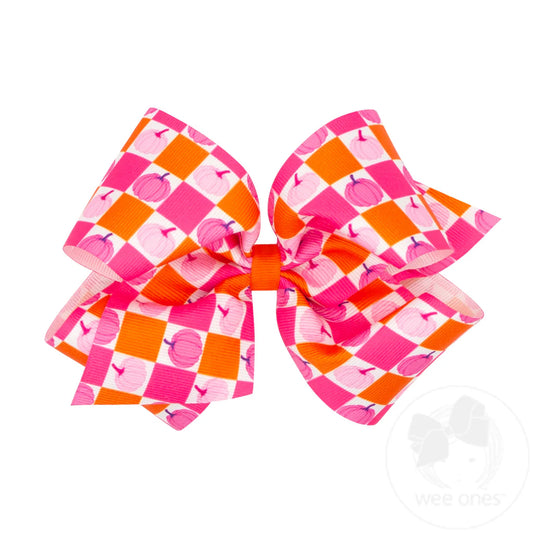 King Pink Halloween Print Bow