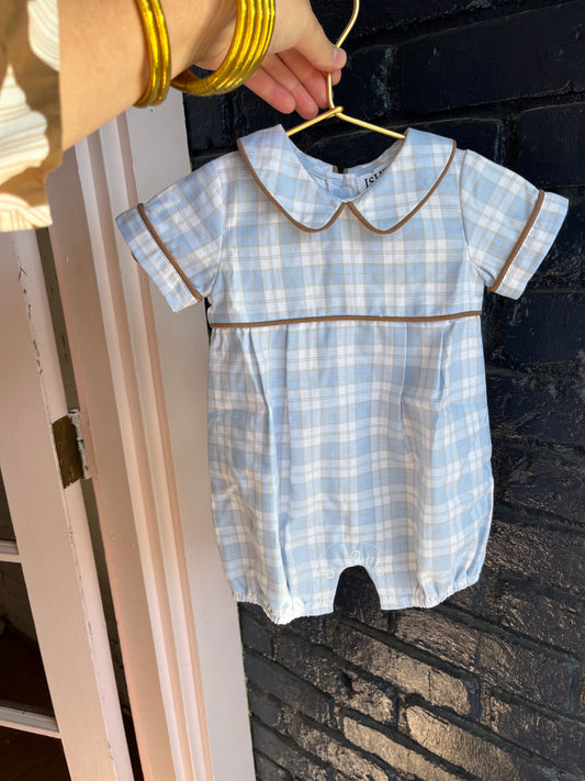 Blue Plaid Boy Romper