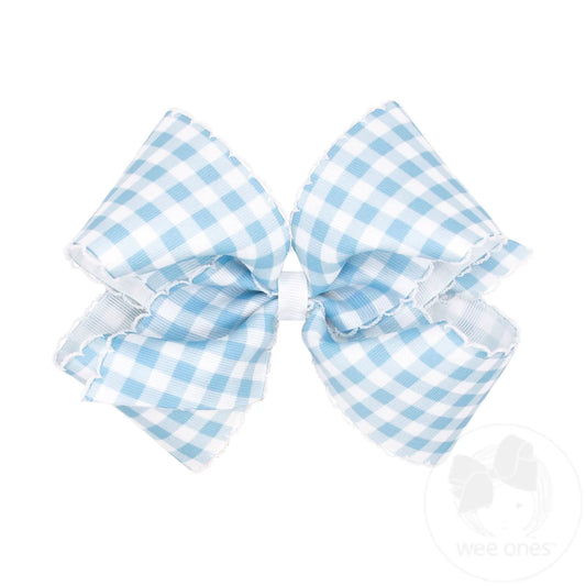 King Blue Gingham Moonstitch Bow