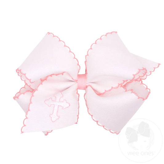King White Cross Embroidered Bow
