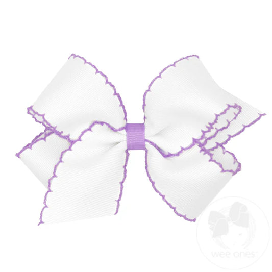 Lavender King Moonstitch hair bow with contrasting wrap