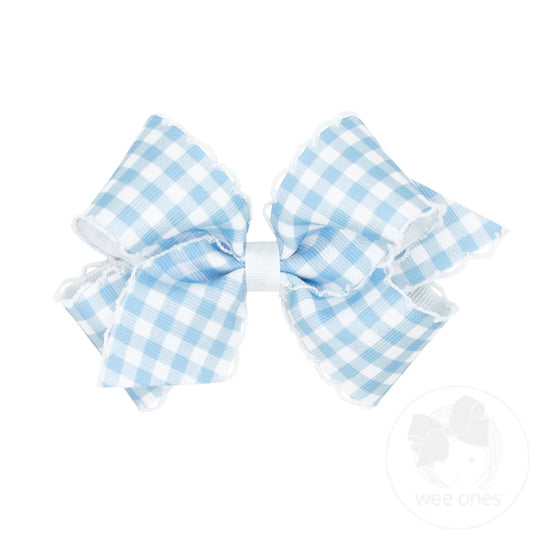 Medium Blue Gingham Moonstitch Bow